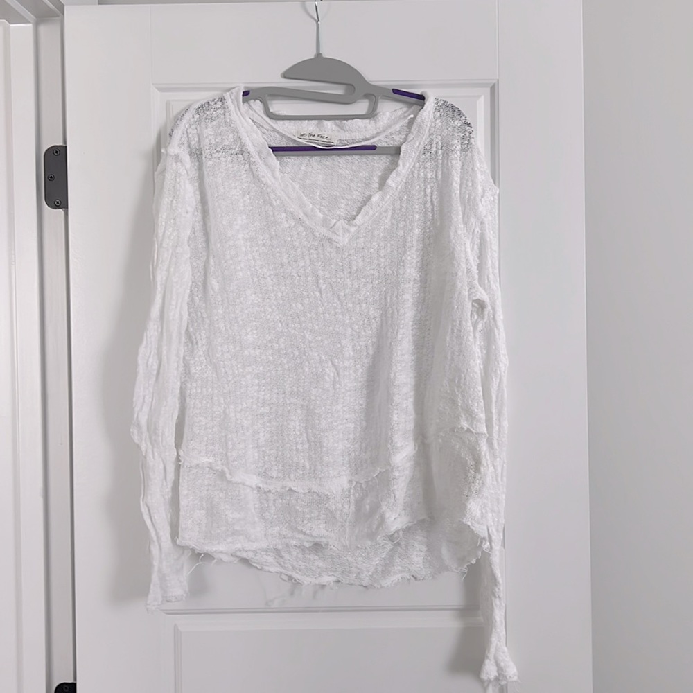 Free People sweater, sheer casual summer style